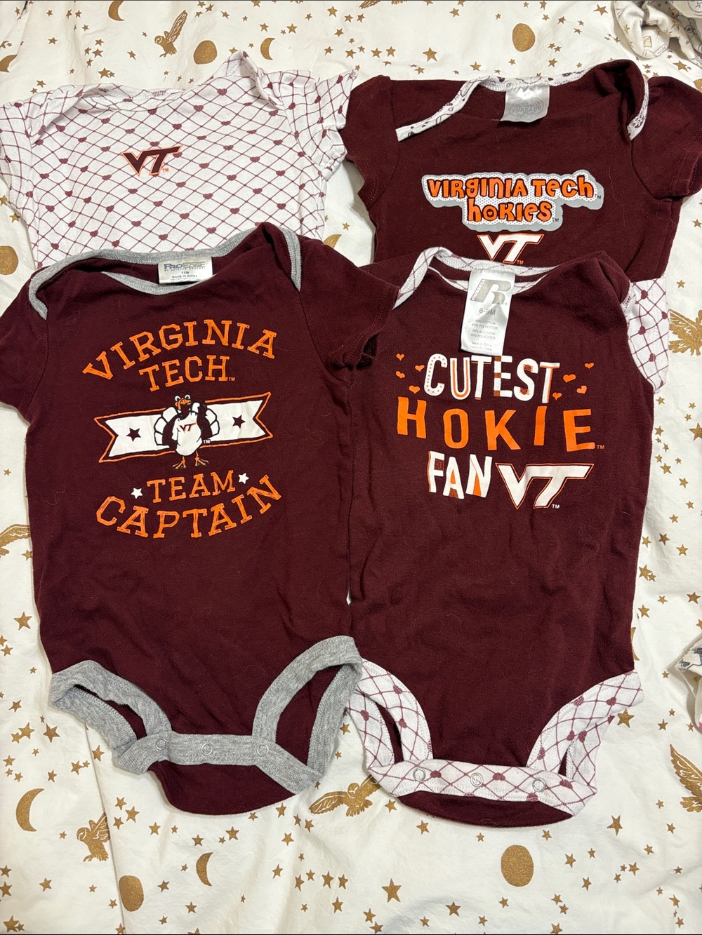 4 Virginia Tech Baby One-Piece Bodysuit Set, 3 (6-9 month, 12 month runs small)